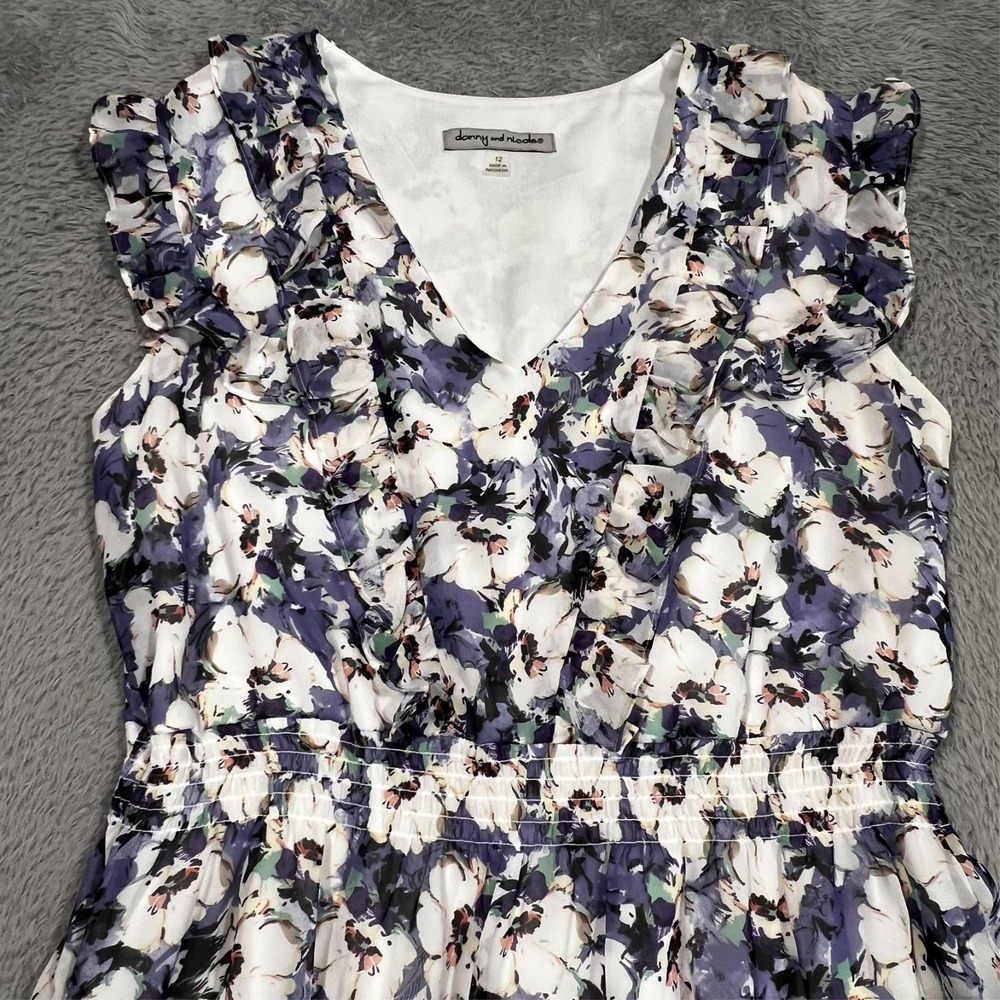Danny & Nicole Maxi Dress Floral Colorful Ruffle Sleeve‎ Flowy Garden Size 12 - Picture 4 of 15